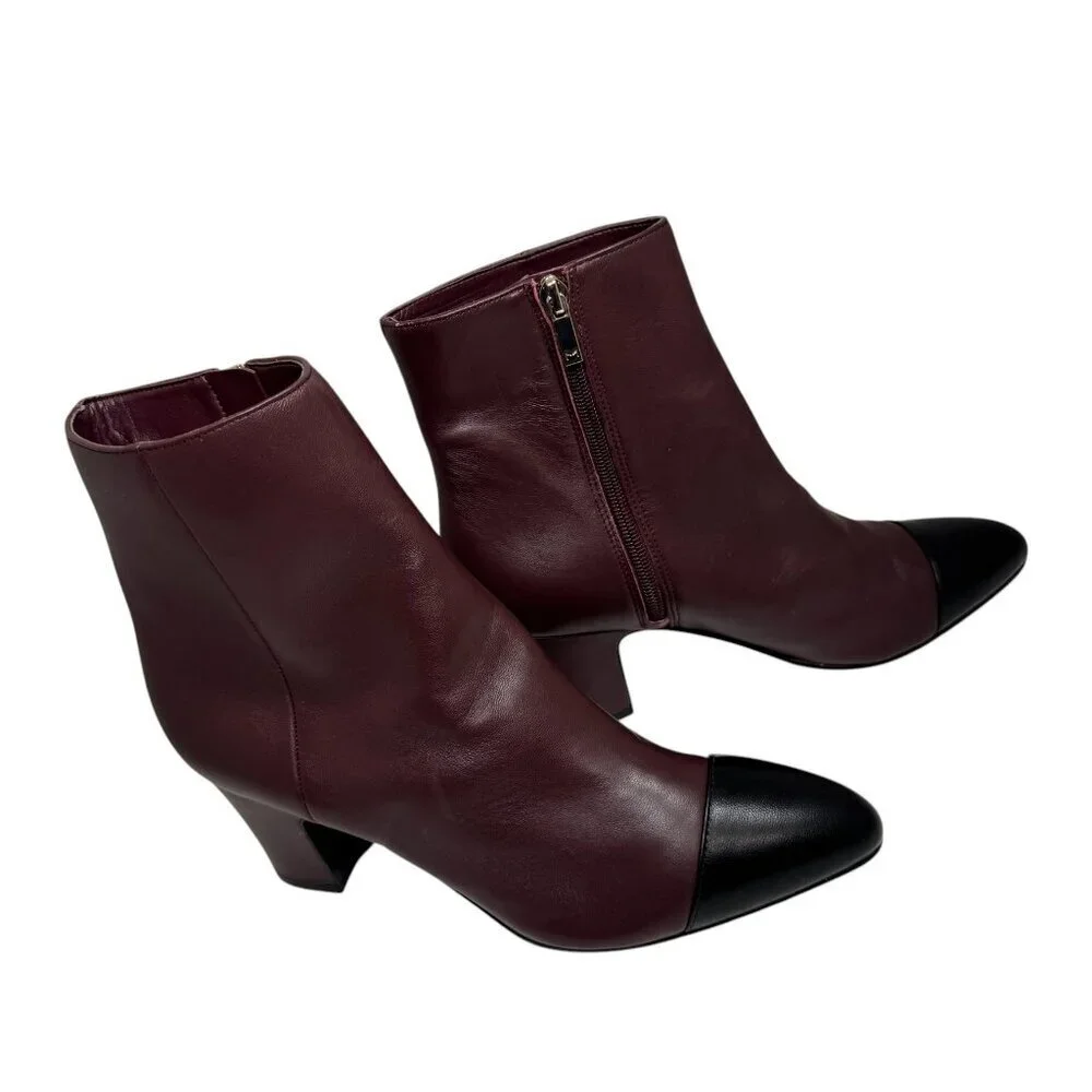 Marc Fisher Ltd‎ Aleea Cap Toe Bootie Women's Cordovan/Black size 8.5 NEW